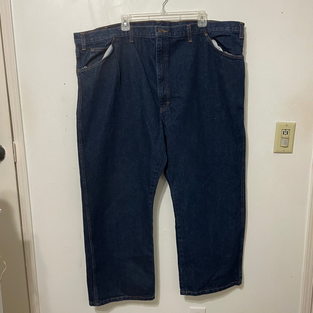 NWOT Dickies Men Dark Wash Denim Work Pants Relaxed Fit Size 50x30